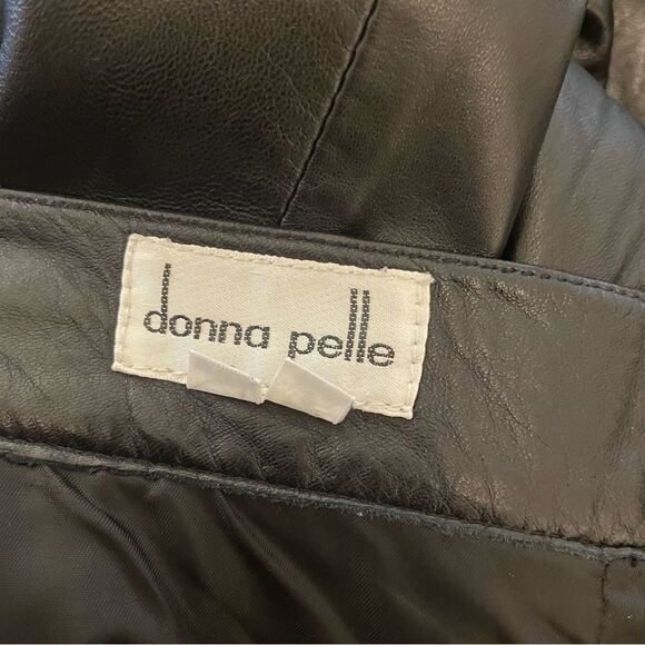Vintage Donna Pelle Black Tapered Leg High Rise Leather Pants Size 10 - Picture 7 of 8